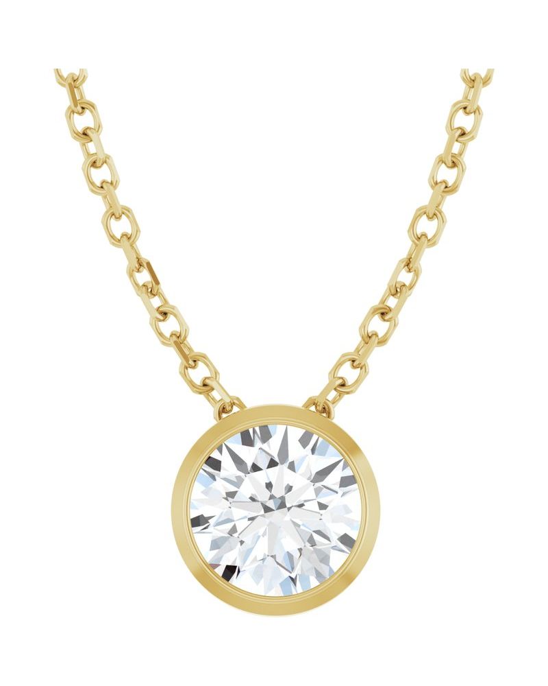 Colar Solitário com Cravação Bezel em Ouro 14k com Diamantes de Laboratório – Modelo 2