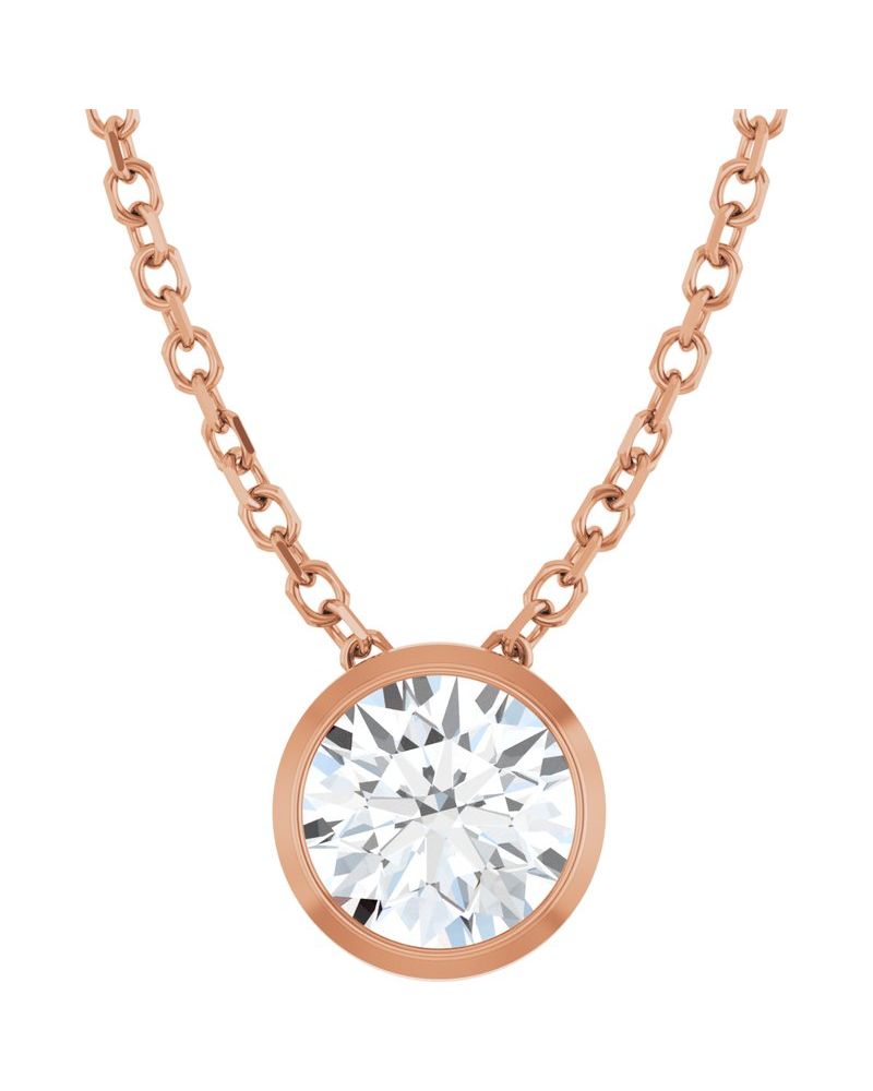 Colar Solitário com Cravação Bezel em Ouro 14k com Diamantes de Laboratório – Modelo 2