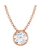 Colar Solitário com Cravação Bezel em Ouro 14k com Diamantes de Laboratório – Modelo 2