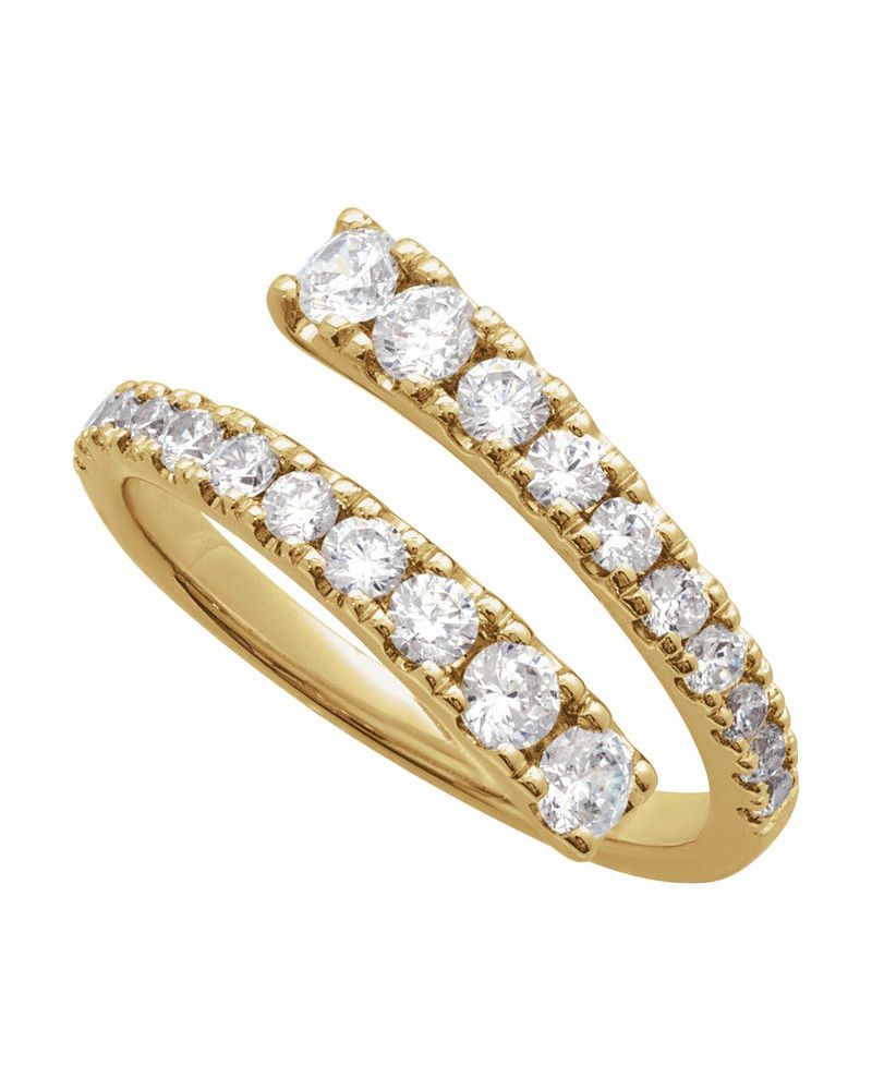 Anel Bypass em Ouro 14k com Diamantes de Laboratório