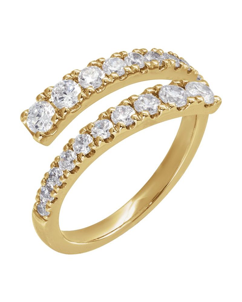 Anel Bypass em Ouro 14k com Diamantes de Laboratório