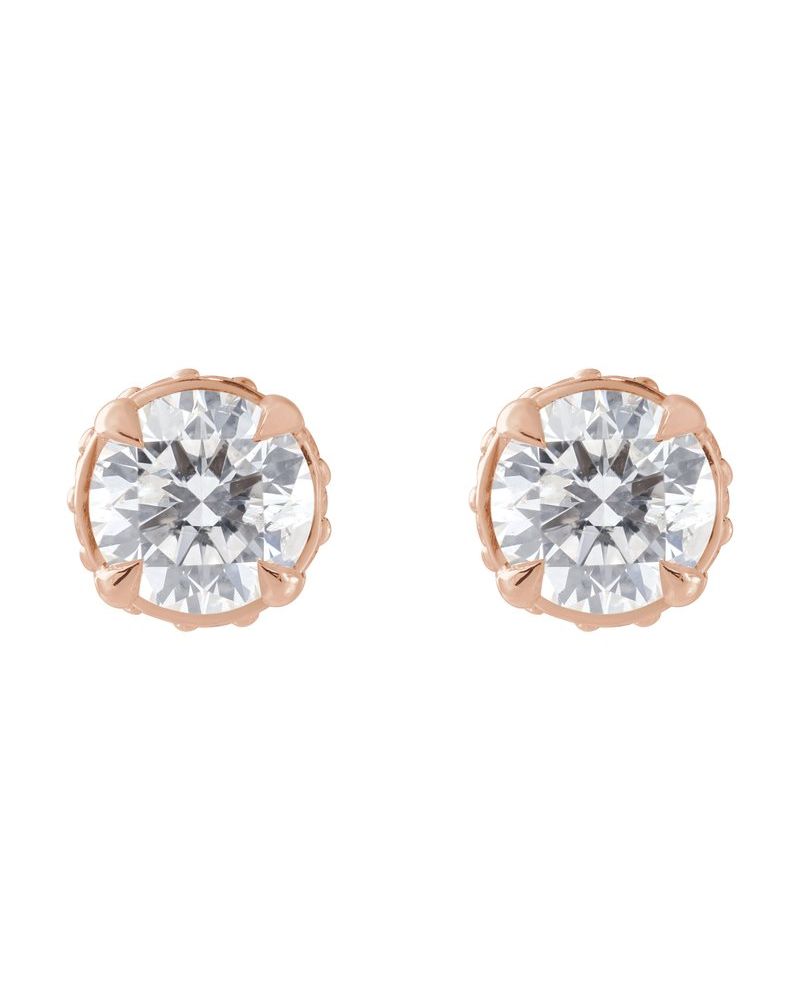 Brinco Ponto de Luz Redondo Quatro Garras Halo Oculto em Ouro 14k com Diamantes Naturais