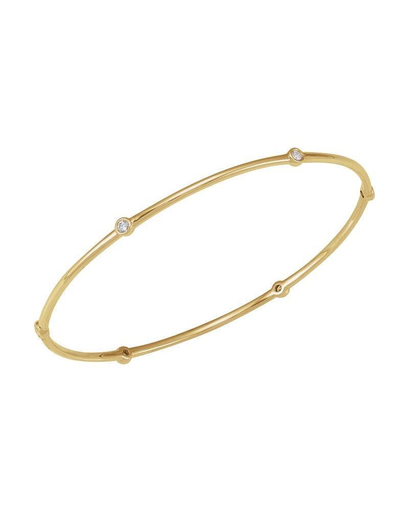 Bracelete Rígido com Cravação Bezel em Ouro 14k com Diamantes de Laboratório