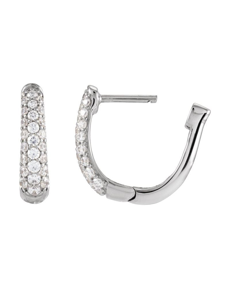 Brinco de Aro em U Cravejado em Ouro 14k com Diamantes Naturais – Modelo 2