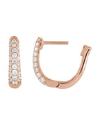 Brinco de Aro em U Cravejado em Ouro 14k com Diamantes Naturais – Modelo 2