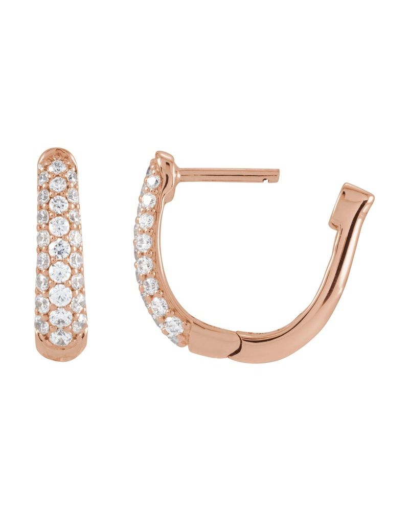 Brinco de Aro em U Cravejado em Ouro 14k com Diamantes Naturais – Modelo 2