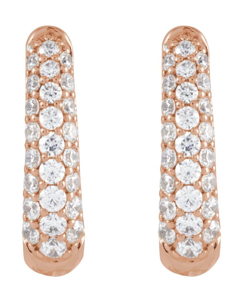 Brinco de Aro em U Cravejado em Ouro 14k com Diamantes Naturais – Modelo 2