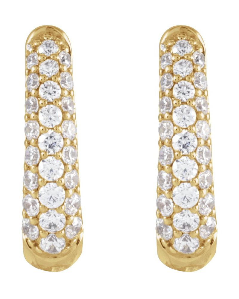 Brinco de Aro em U Cravejado em Ouro 14k com Diamantes Naturais – Modelo 2