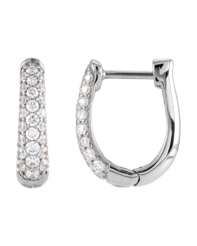 Brinco de Aro em U Cravejado em Ouro 14k com Diamantes Naturais – Modelo 2