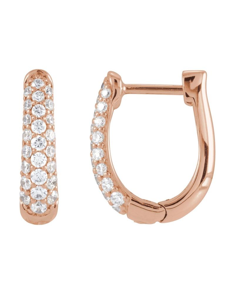 Brinco de Aro em U Cravejado em Ouro 14k com Diamantes de Laboratório