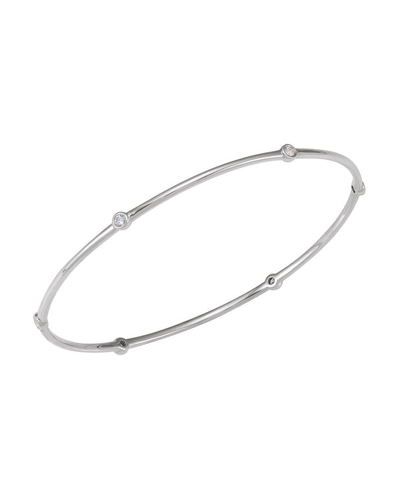 Bracelete Rígido com Cravação Bezel em Ouro 14k com Diamantes de Laboratório