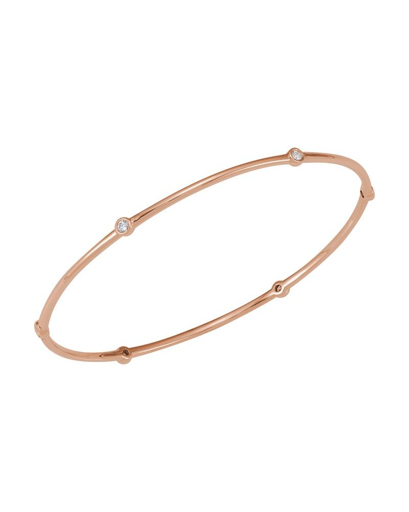 Bracelete Rígido com Cravação Bezel em Ouro 14k com Diamantes de Laboratório