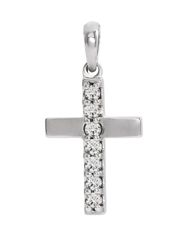Pingente Cruz Cravejado em Ouro 14k com Diamantes de Laboratório – Modelo 10