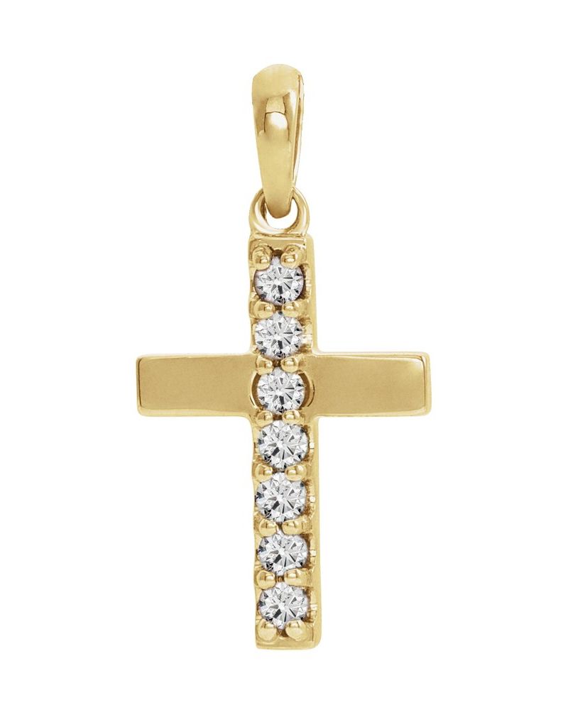 Pingente Cruz Cravejado em Ouro 14k com Diamantes de Laboratório – Modelo 10