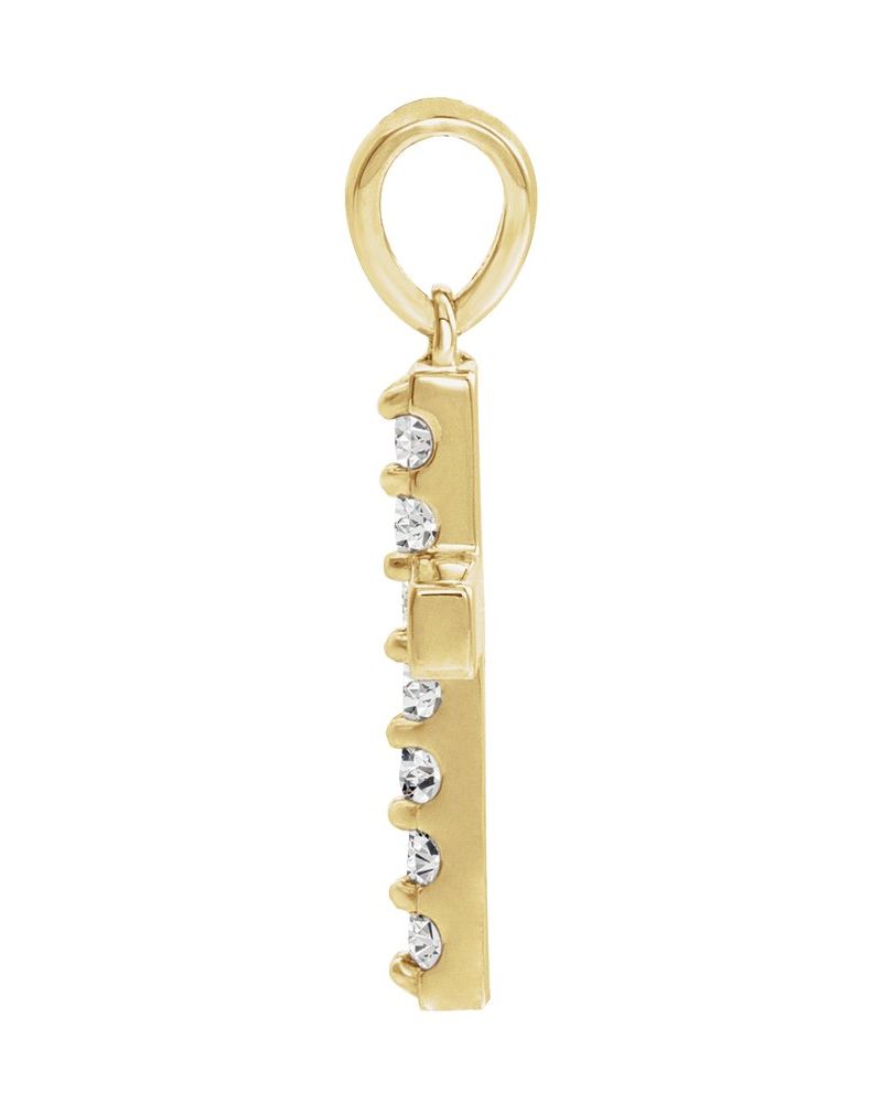 Pingente Cruz Cravejado em Ouro 14k com Diamantes de Laboratório – Modelo 10
