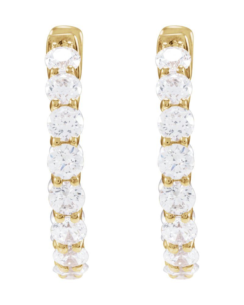 Brinco de Aro Dentro e Fora em Ouro 14k com Diamantes de Laboratório – Modelo 2