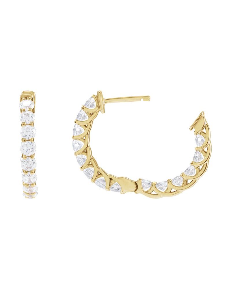 Brinco de Aro Dentro e Fora em Ouro 14k com Diamantes de Laboratório – Modelo 2