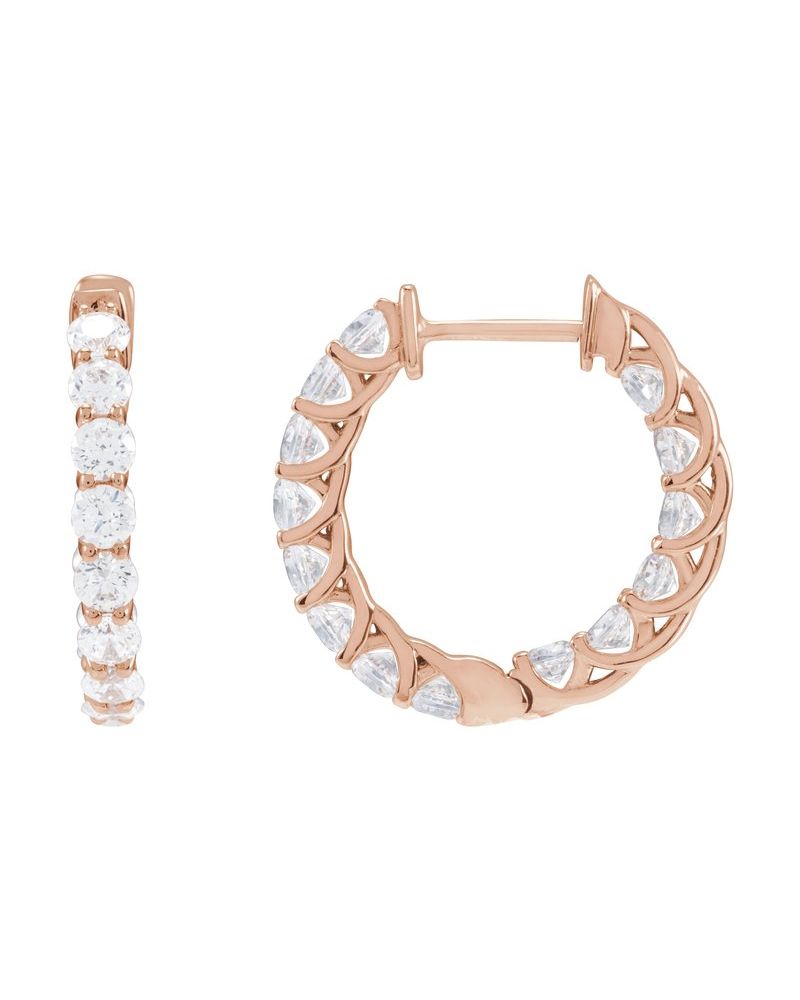Brinco de Aro Dentro e Fora em Ouro 14k com Diamantes de Laboratório – Modelo 2
