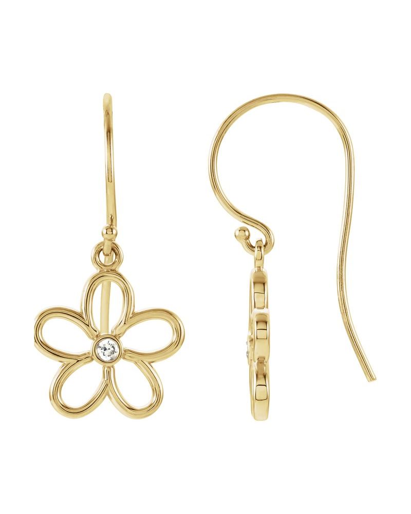 Brinco Flor em Ouro 14k com Diamantes Naturais – Modelo 3