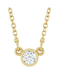 Colar Solitário Pedra do Mês com Cravação Bezel em Ouro 14k com Diamantes de Laboratório