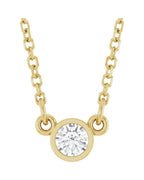 Colar Solitário Pedra do Mês com Cravação Bezel em Ouro 14k com Diamantes de Laboratório