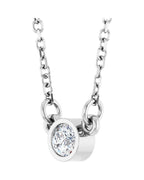 Colar Solitário Pedra do Mês com Cravação Bezel em Ouro 14k com Diamantes de Laboratório