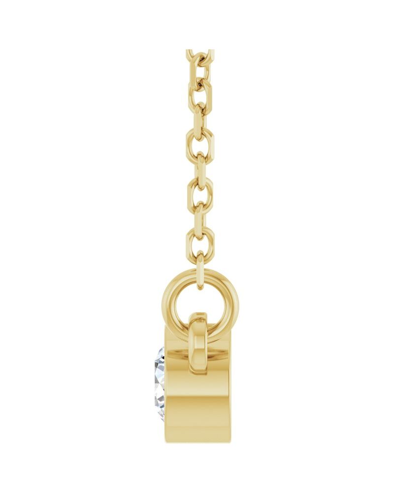 Colar Solitário Pedra do Mês com Cravação Bezel em Ouro 14k com Diamantes de Laboratório