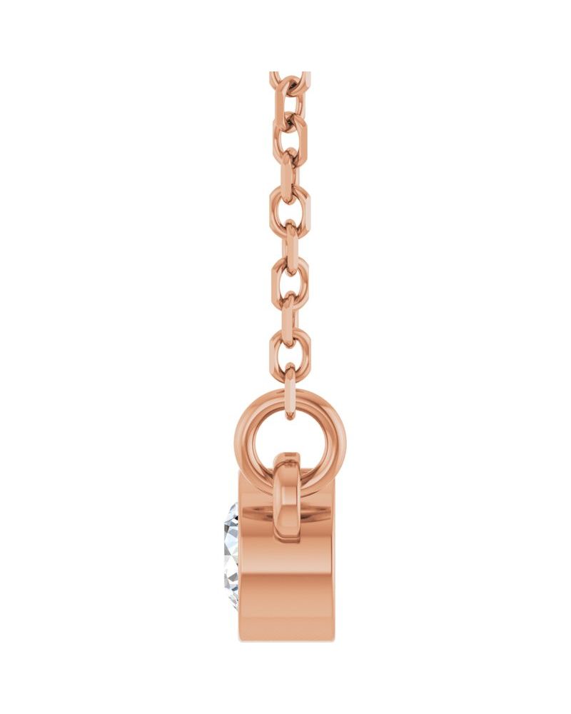 Colar Solitário Pedra do Mês com Cravação Bezel em Ouro 14k com Diamantes de Laboratório