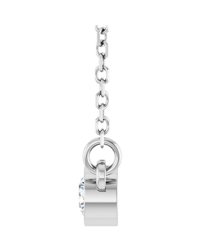 Colar Solitário Pedra do Mês com Cravação Bezel em Ouro 14k com Diamantes de Laboratório