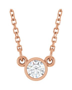 Colar Solitário Pedra do Mês com Cravação Bezel em Ouro 14k com Diamantes de Laboratório