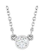 Colar Solitário Pedra do Mês com Cravação Bezel em Ouro 14k com Diamantes de Laboratório