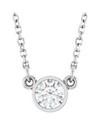Colar Solitário Pedra do Mês com Cravação Bezel em Ouro 14k com Diamantes de Laboratório