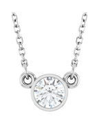 Colar Solitário Pedra do Mês com Cravação Bezel em Ouro 14k com Diamantes de Laboratório