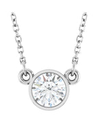 Colar Solitário Pedra do Mês com Cravação Bezel em Ouro 14k com Diamantes de Laboratório