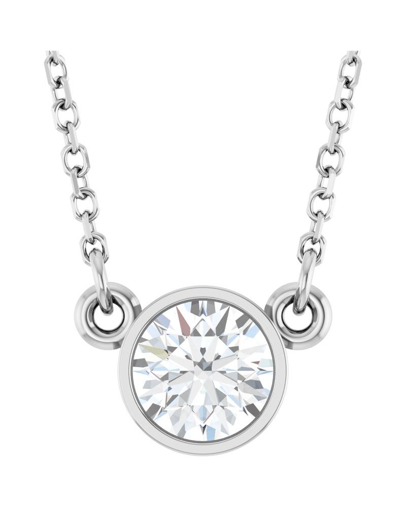 Colar Solitário Pedra do Mês com Cravação Bezel em Ouro 14k com Diamantes de Laboratório