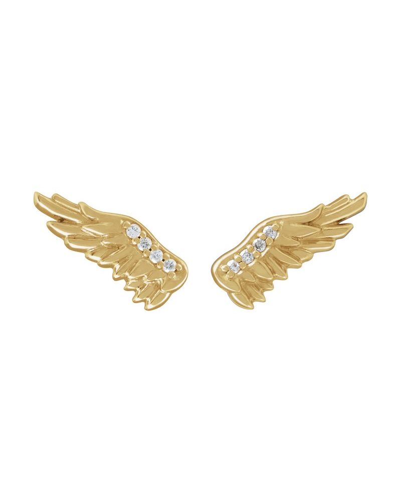 Brinco Asa de Anjo Cravejado em Ouro 14k com Diamantes Naturais – Modelo 2