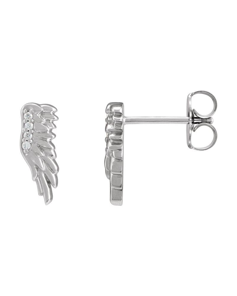 Brinco Asa de Anjo Cravejado em Ouro 14k com Diamantes Naturais – Modelo 2