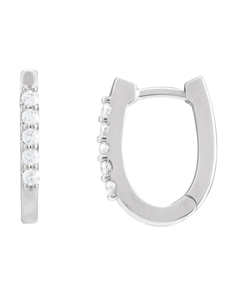 Brinco de Aro em U Cravejado em Ouro 14k com Diamantes Naturais – Modelo 4