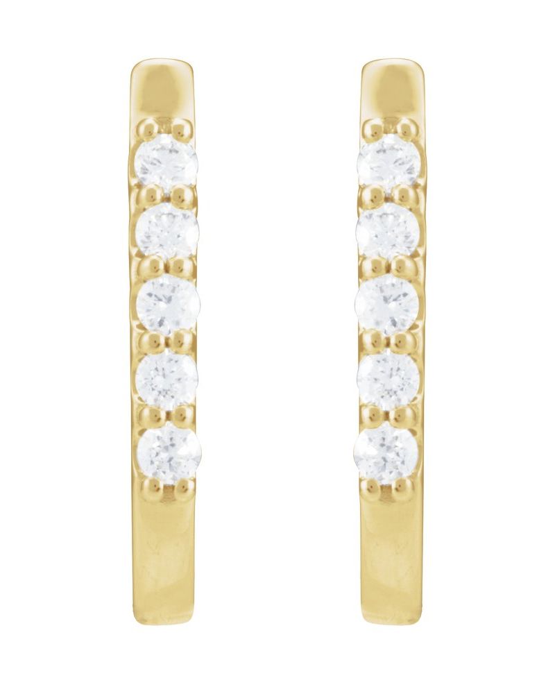 Brinco de Aro em U Cravejado em Ouro 14k com Diamantes Naturais – Modelo 4