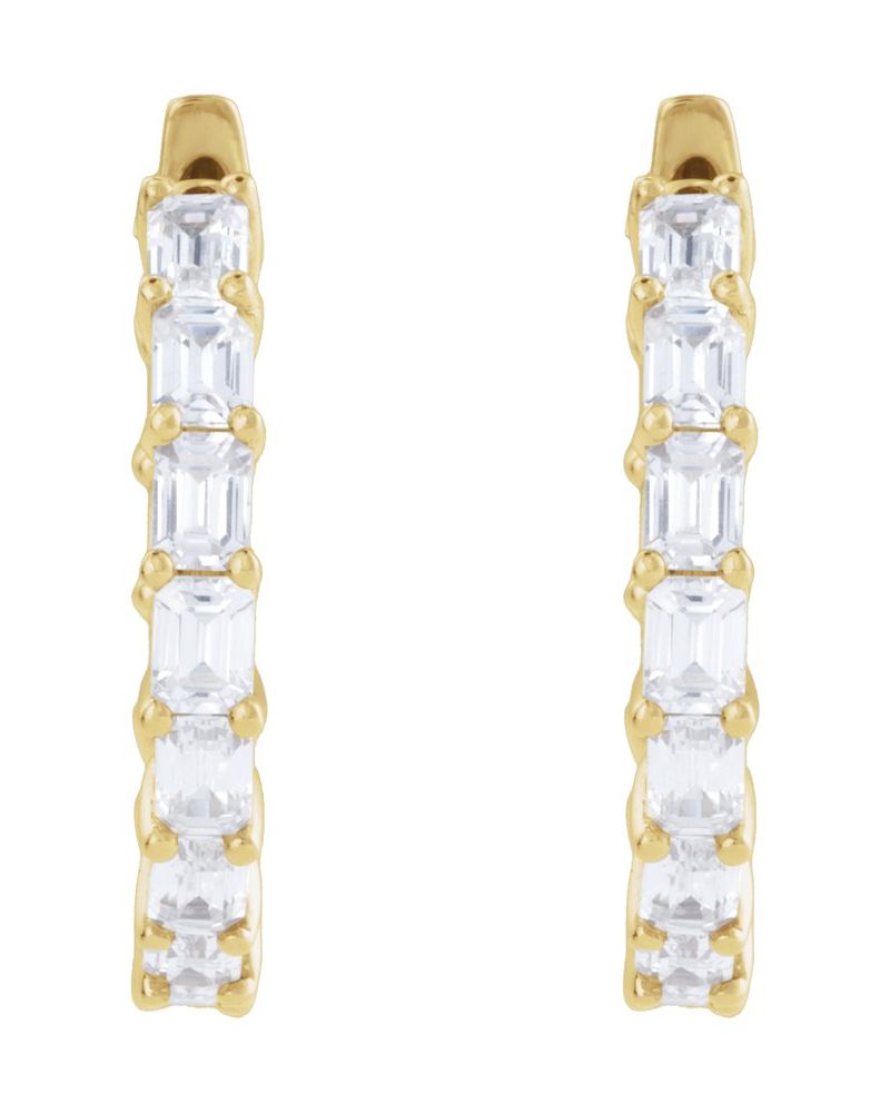 Brinco de Aro Dentro e Fora em Ouro 14k com Diamantes de Laboratório – Modelo 4