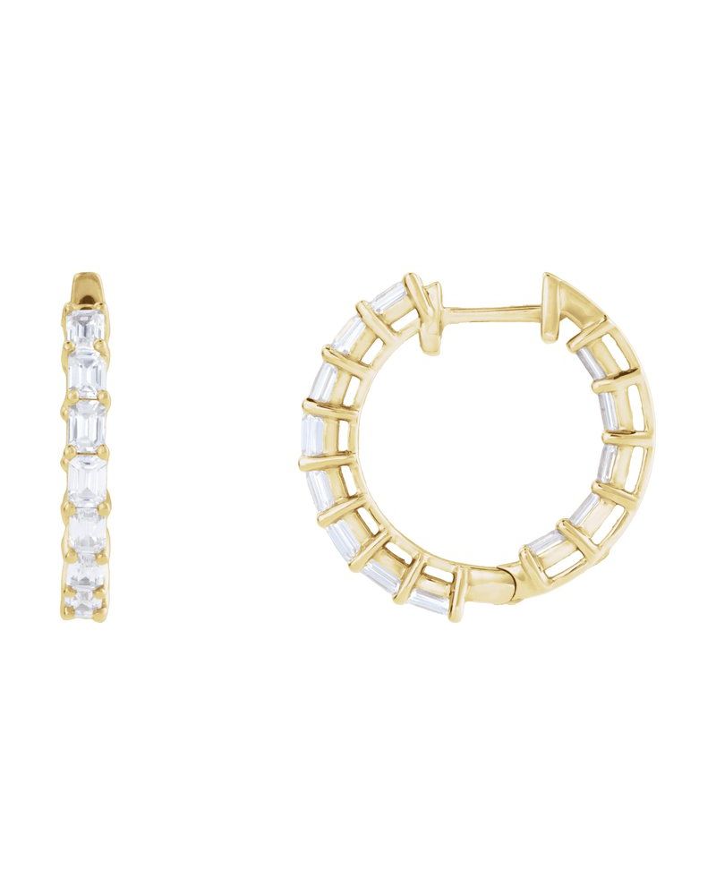 Brinco de Aro Dentro e Fora em Ouro 14k com Diamantes de Laboratório – Modelo 4