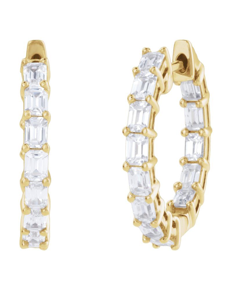Brinco de Aro Dentro e Fora em Ouro 14k com Diamantes de Laboratório – Modelo 4