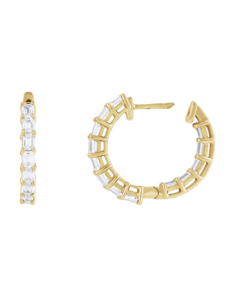 Brinco de Aro Dentro e Fora em Ouro 14k com Diamantes de Laboratório – Modelo 4