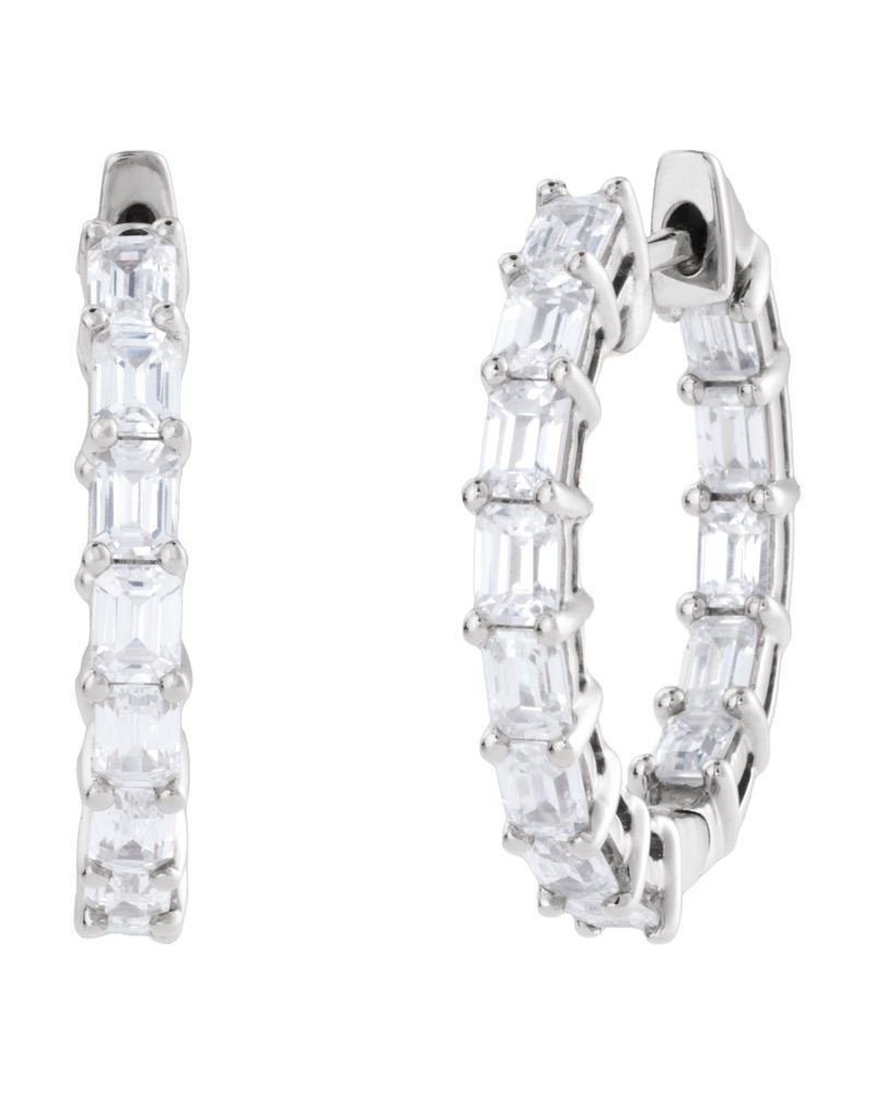 Brinco de Aro Dentro e Fora em Ouro 14k com Diamantes de Laboratório – Modelo 4