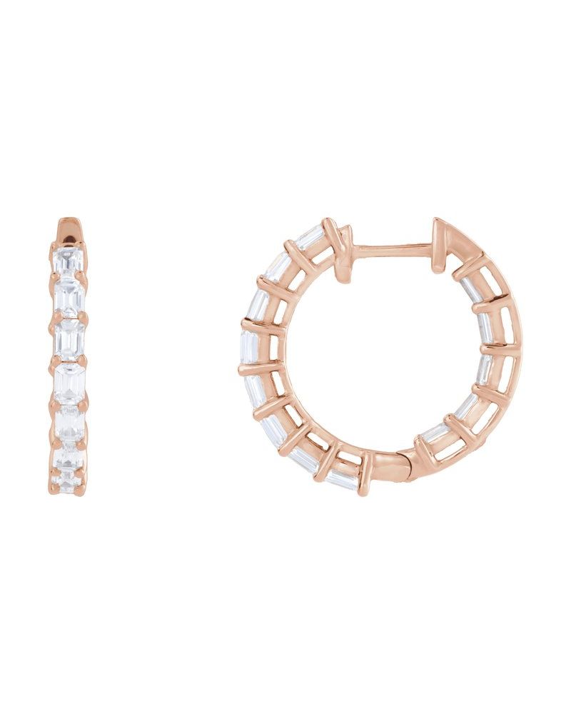 Brinco de Aro Dentro e Fora em Ouro 14k com Diamantes de Laboratório – Modelo 4