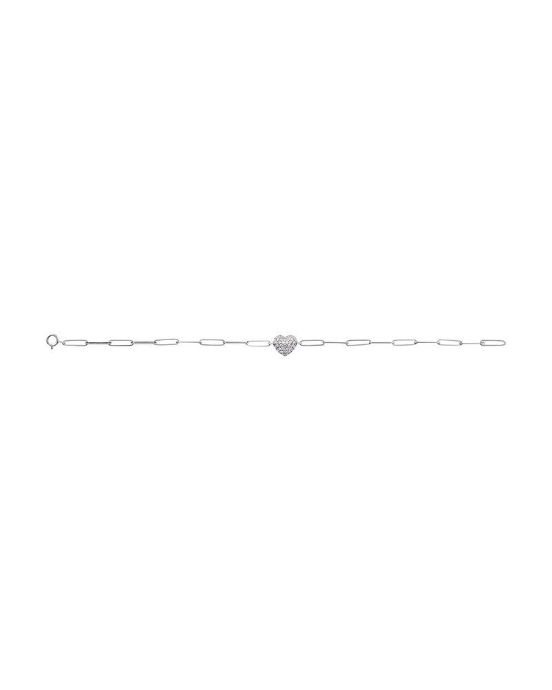 Pulseira Coração Elos Clipe Cravejada em Ouro 14k com Diamantes Naturais