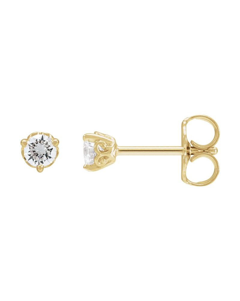 Brinco Ponto de Luz Redondo Três Garras Arabesco em Ouro 14k com Diamantes de Laboratório – Modelo 2