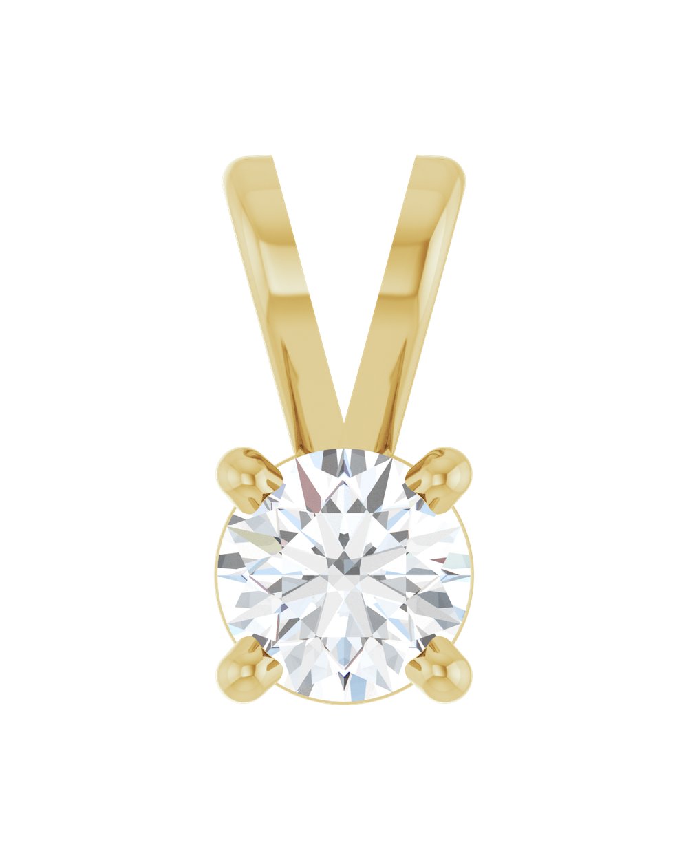 Pingente Solitário em Ouro 14k com Diamante de Laboratório – Quatro Garras
