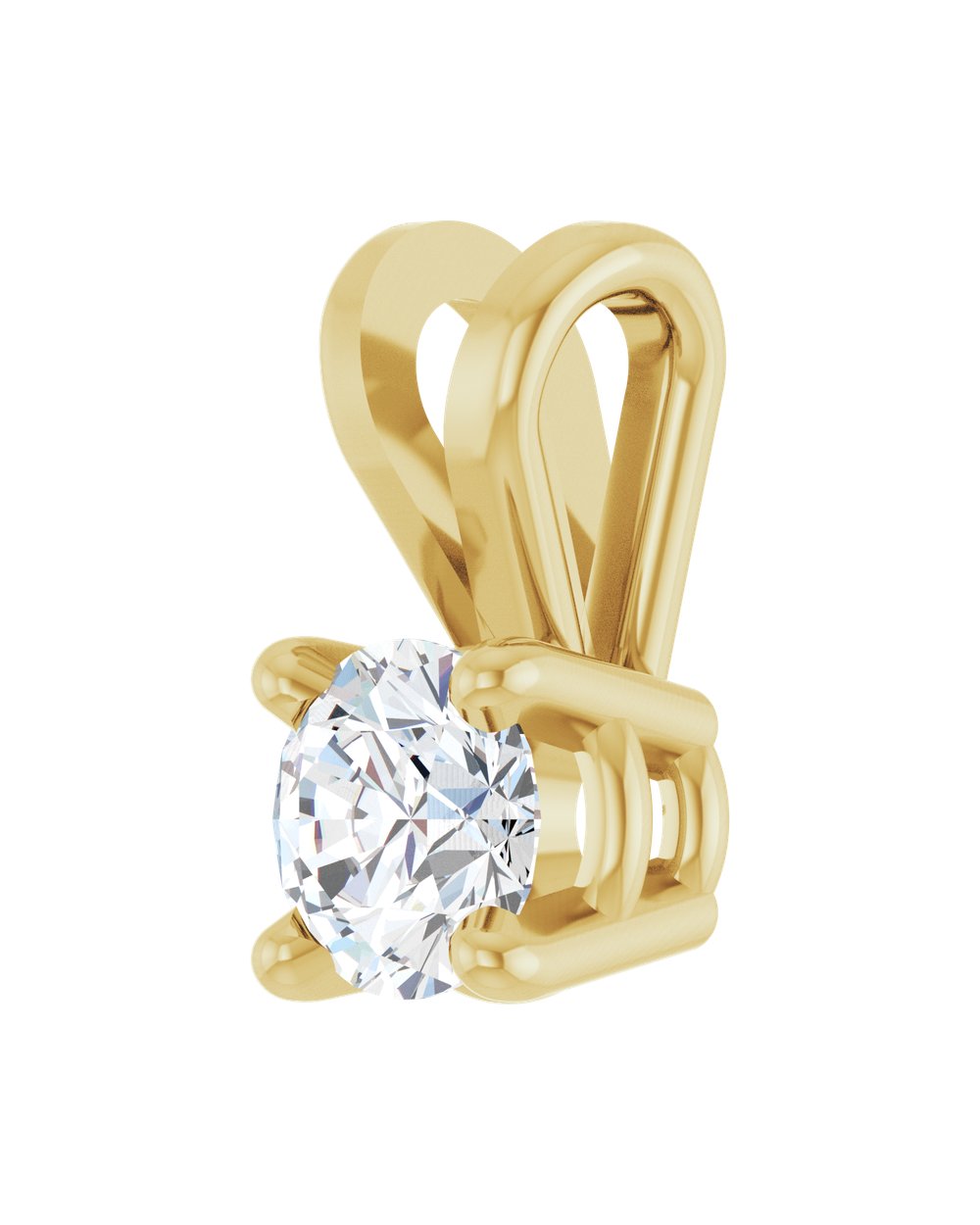 Pingente Solitário em Ouro 14k com Diamante de Laboratório – Quatro Garras