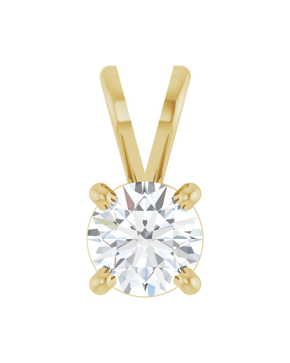 Pingente Solitário em Ouro 14k com Diamante de Laboratório – Quatro Garras